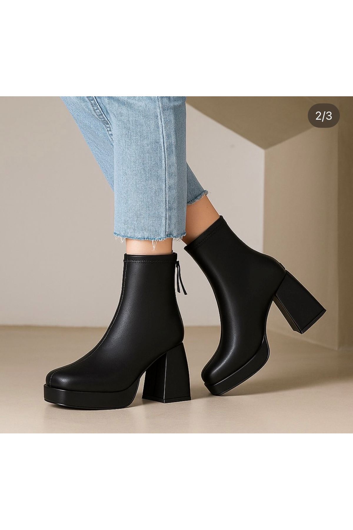 احذية نسائية شتوية بوت قصير كعب 