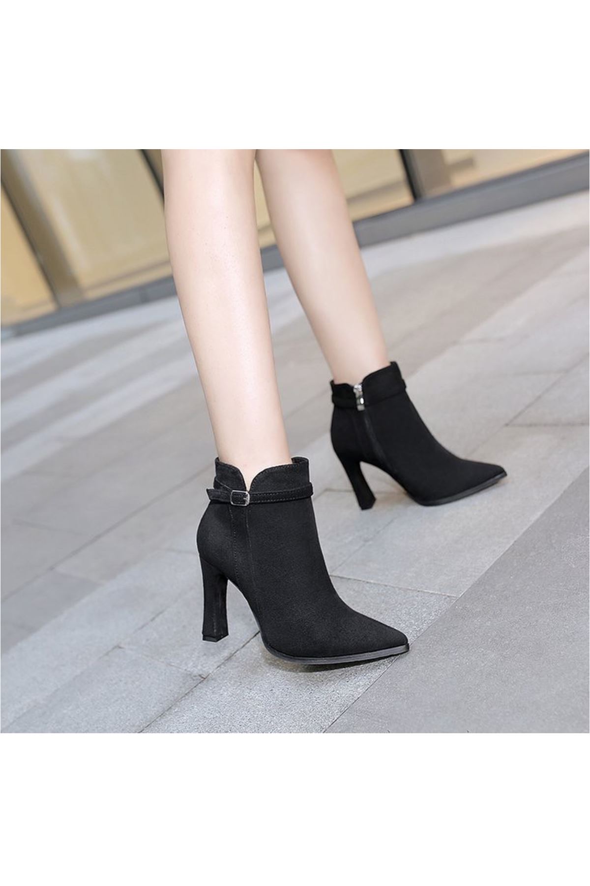 أحذية نسائية شتوية بوت قصير كعب