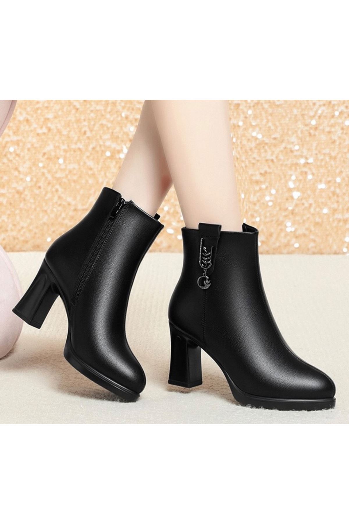 أحذية نسائية شتوية بوت قصير كعب