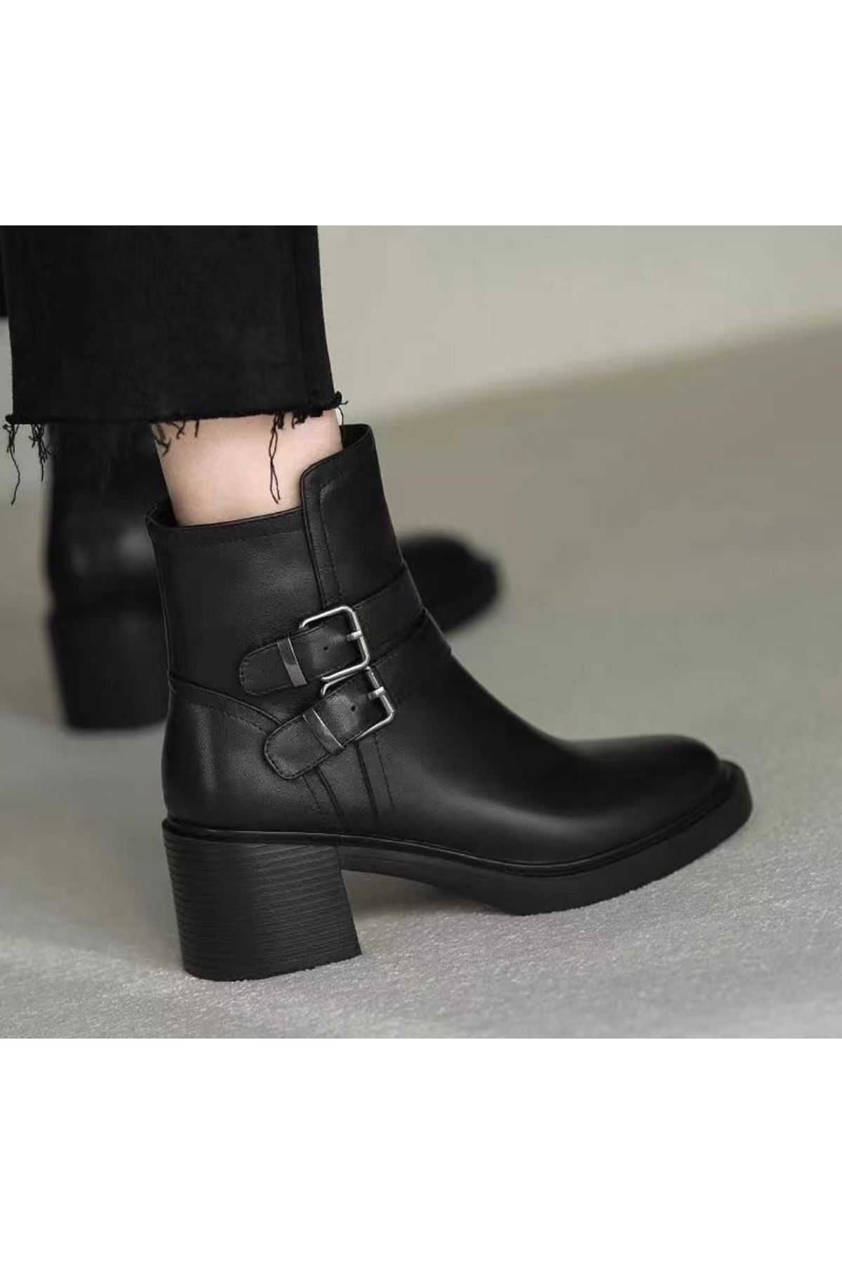 احذية نسائية شتوية بوت قصير كعب 