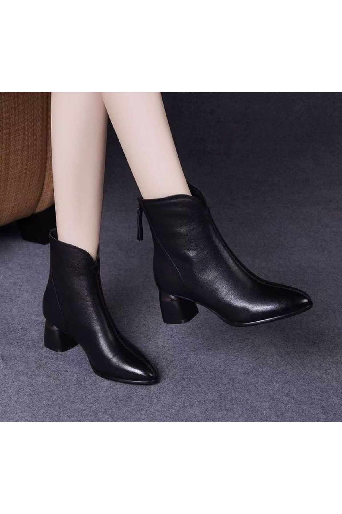 احذية نسائية شتوية بوت قصير كعب