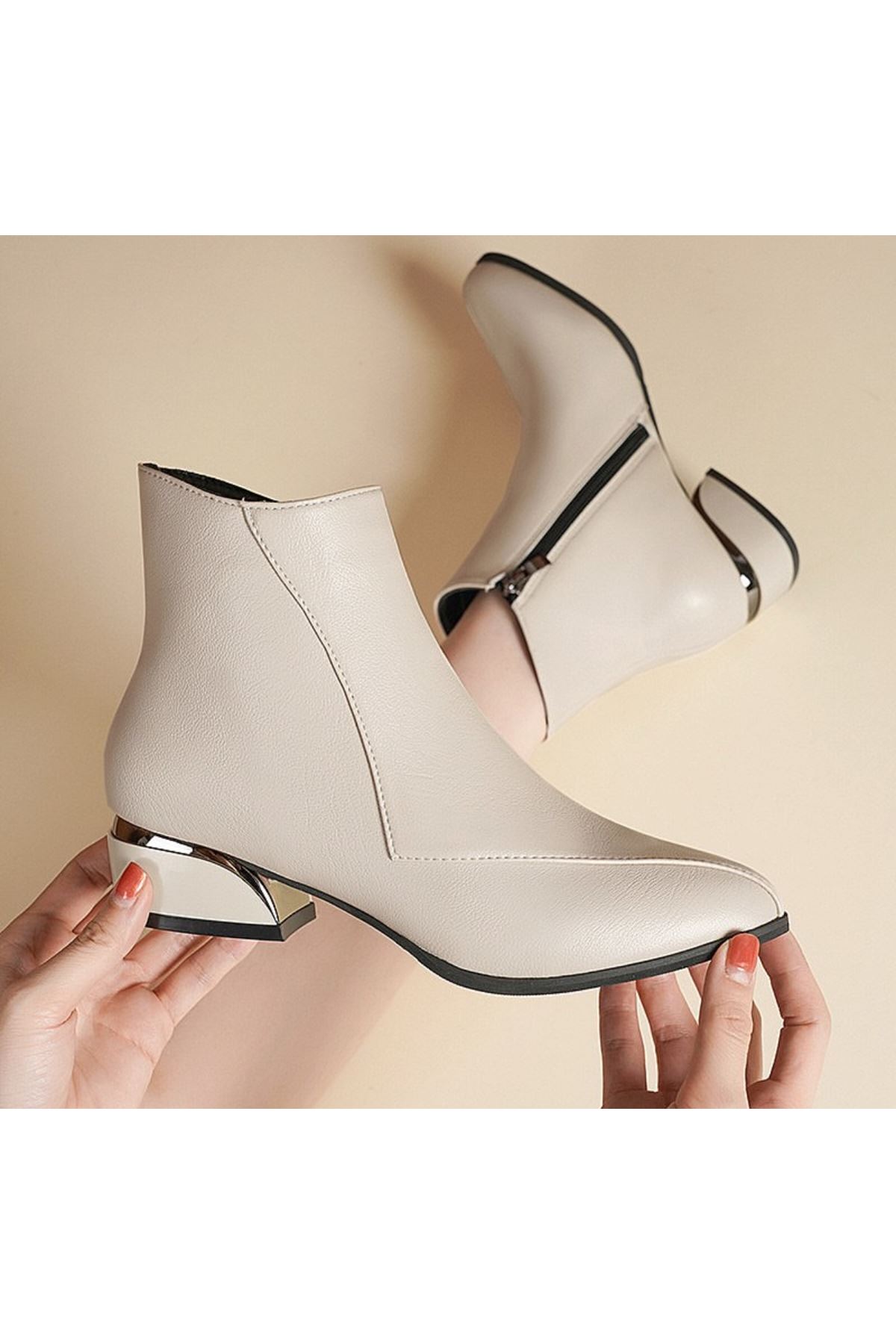 احذية نسائية شتوية بوت قصير فلات