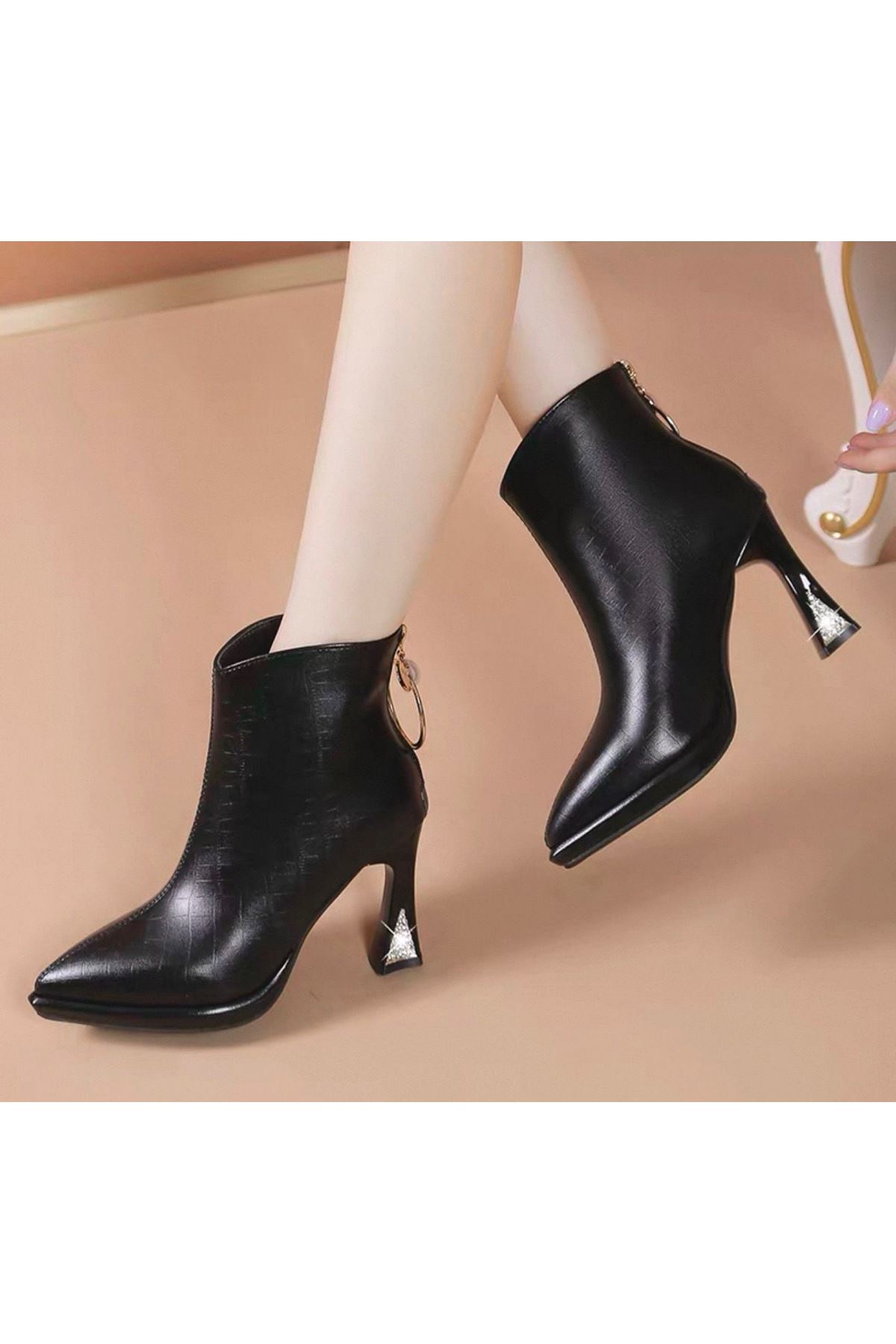 احذية نسائية شتوية بوت قصير كعب