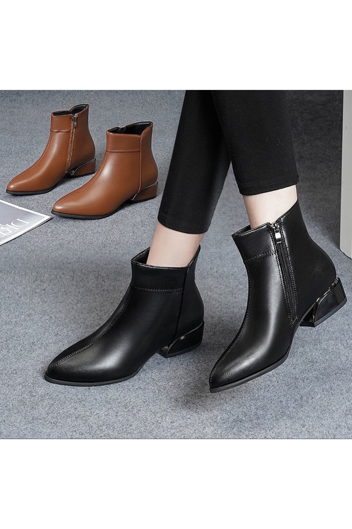 احذية نسائية شتوية بوت قصير فلات