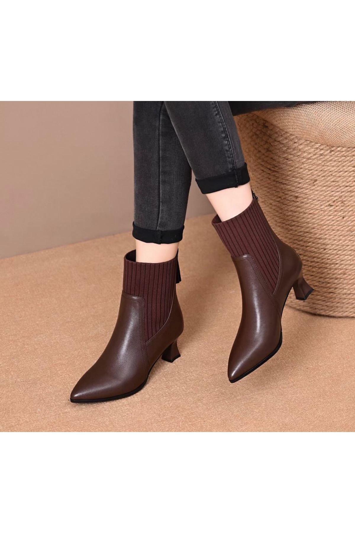 أحذية نسائية شتوية بوت قصيرة كعب 