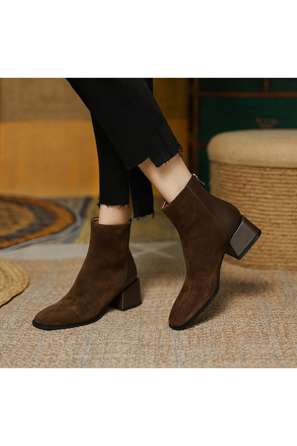 أحذية نسائية شتوية بوت قصيرة كعب 