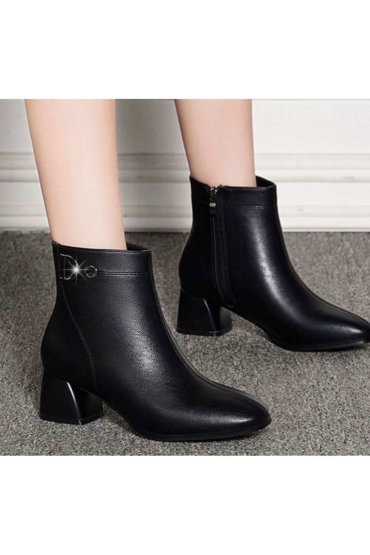 احذية نسائية شتوية بوت قصير كعب