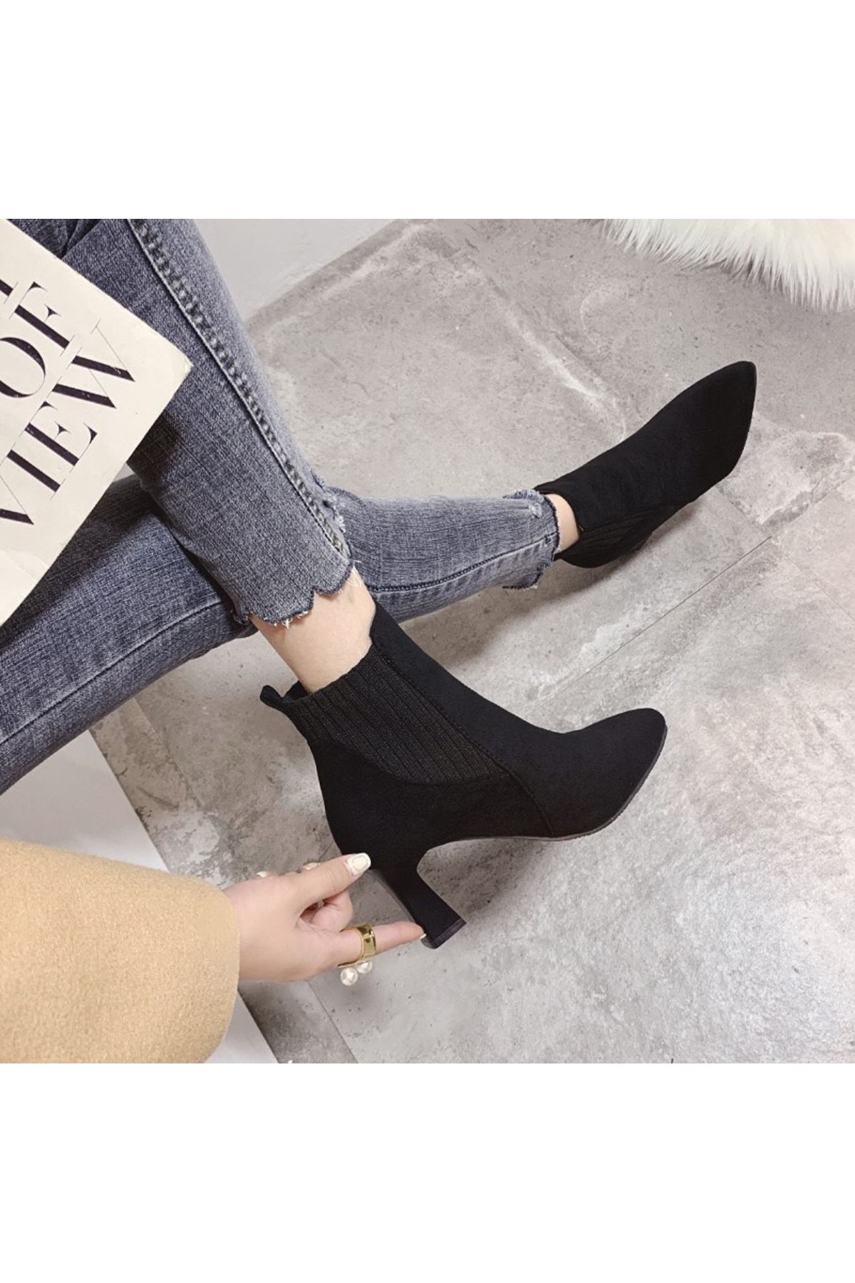 أحذية نسائية شتوية بوت قصير كعب 