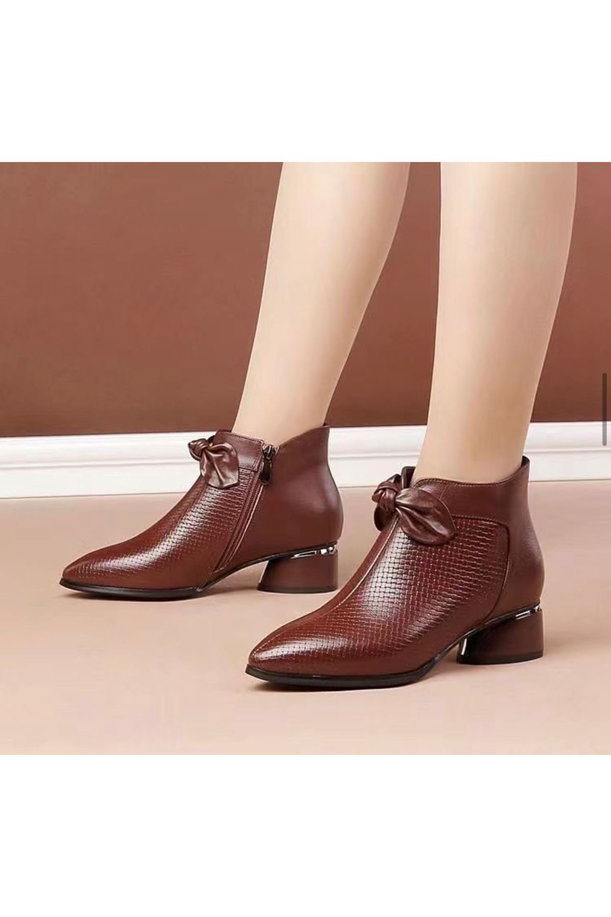 احذية نسائية شتوية بوت قصير كعب 