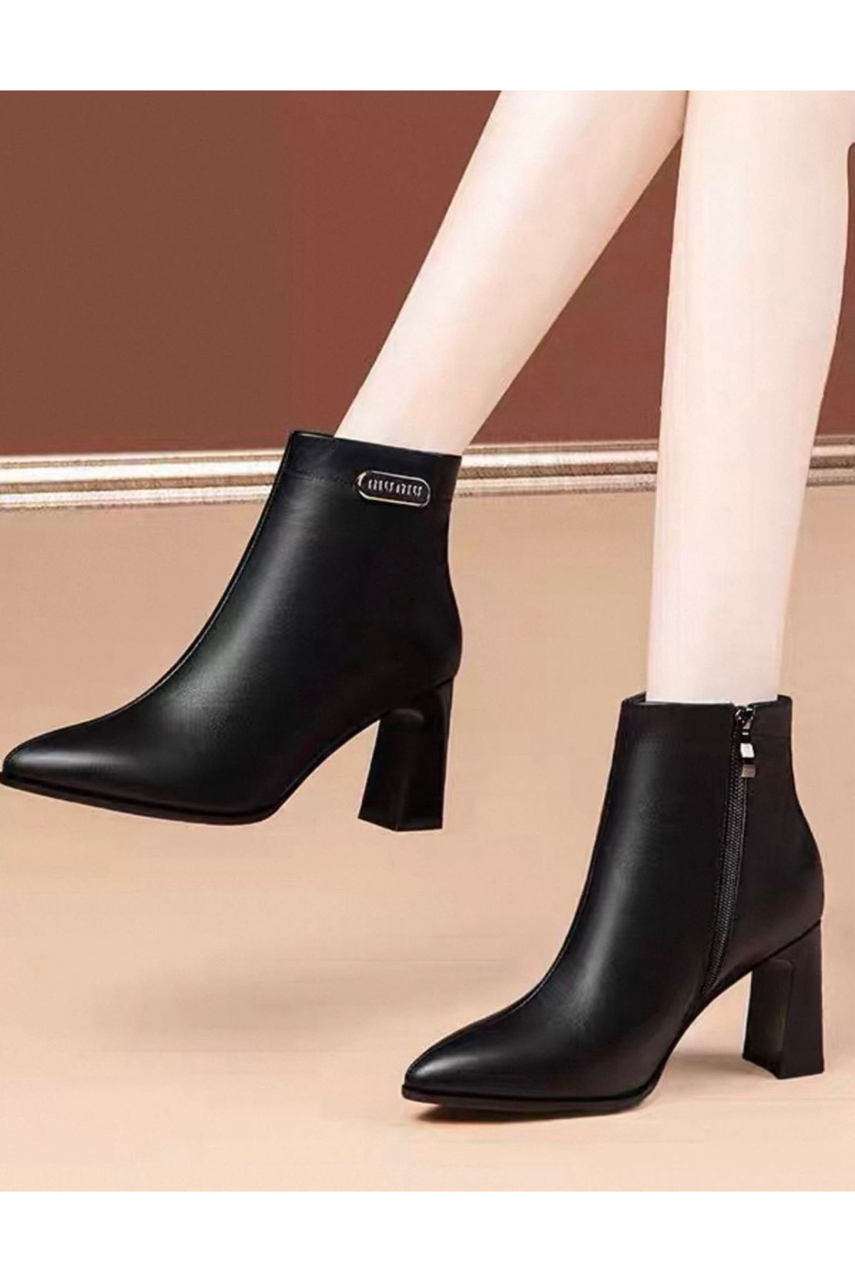 أحذية نسائية شتوية بوت قصيرة كعب 