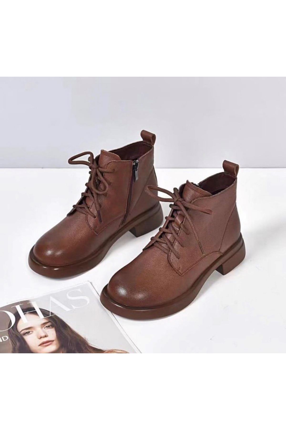 احذية نسائية شتوية بوت قصير فلات