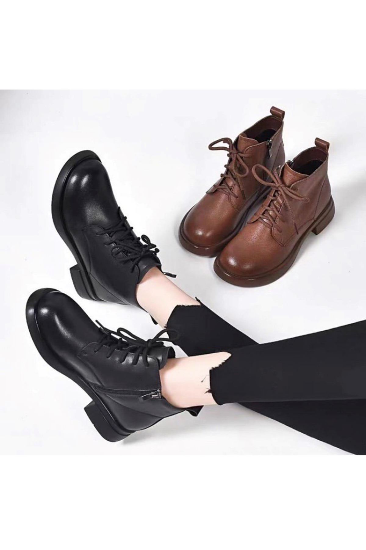 احذية نسائية شتوية بوت قصير فلات