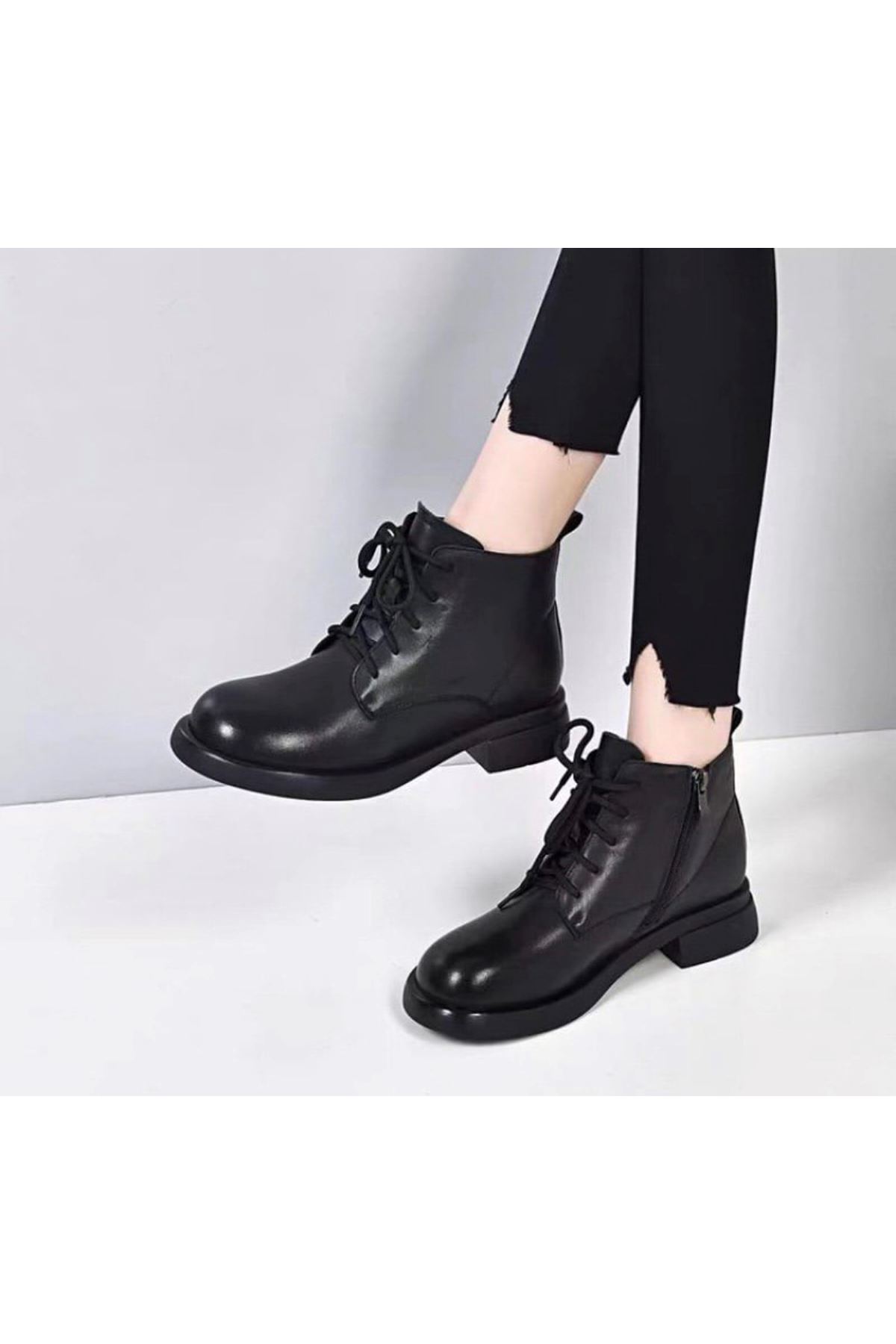 احذية نسائية شتوية بوت قصير فلات