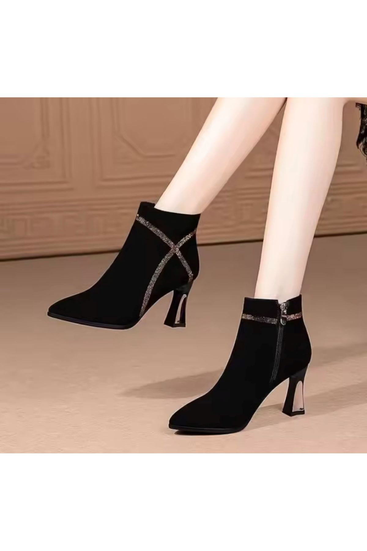 احذية نسائية شتوية بوت قصير كعب 