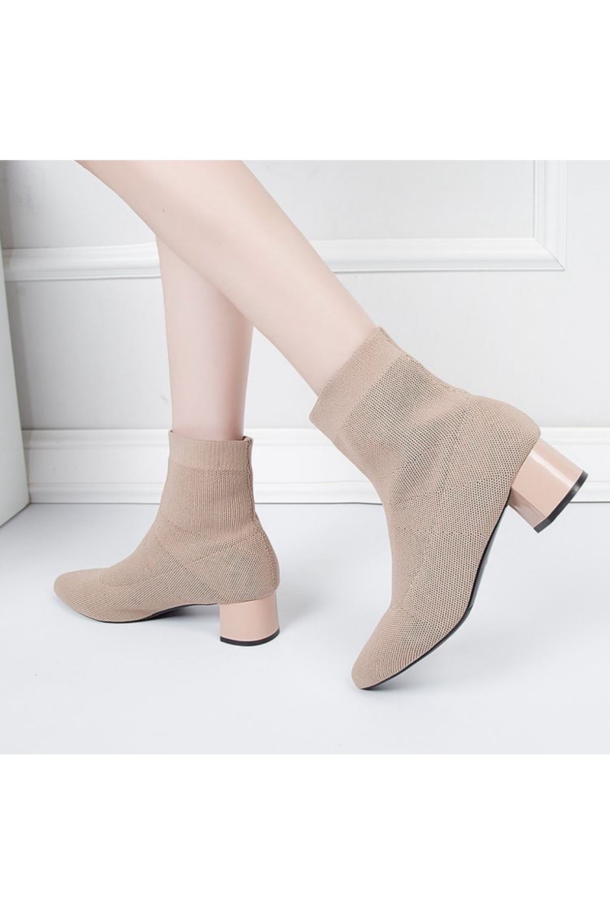 أحذية نسائية شتوية بوت قصيرة كعب