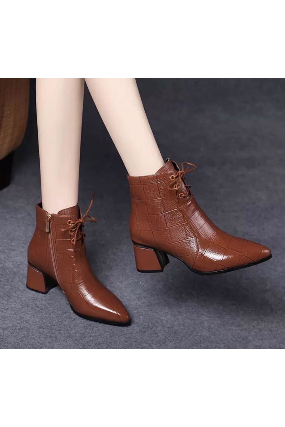 أحذية نسائية شتوية بوت قصيرة كعب  