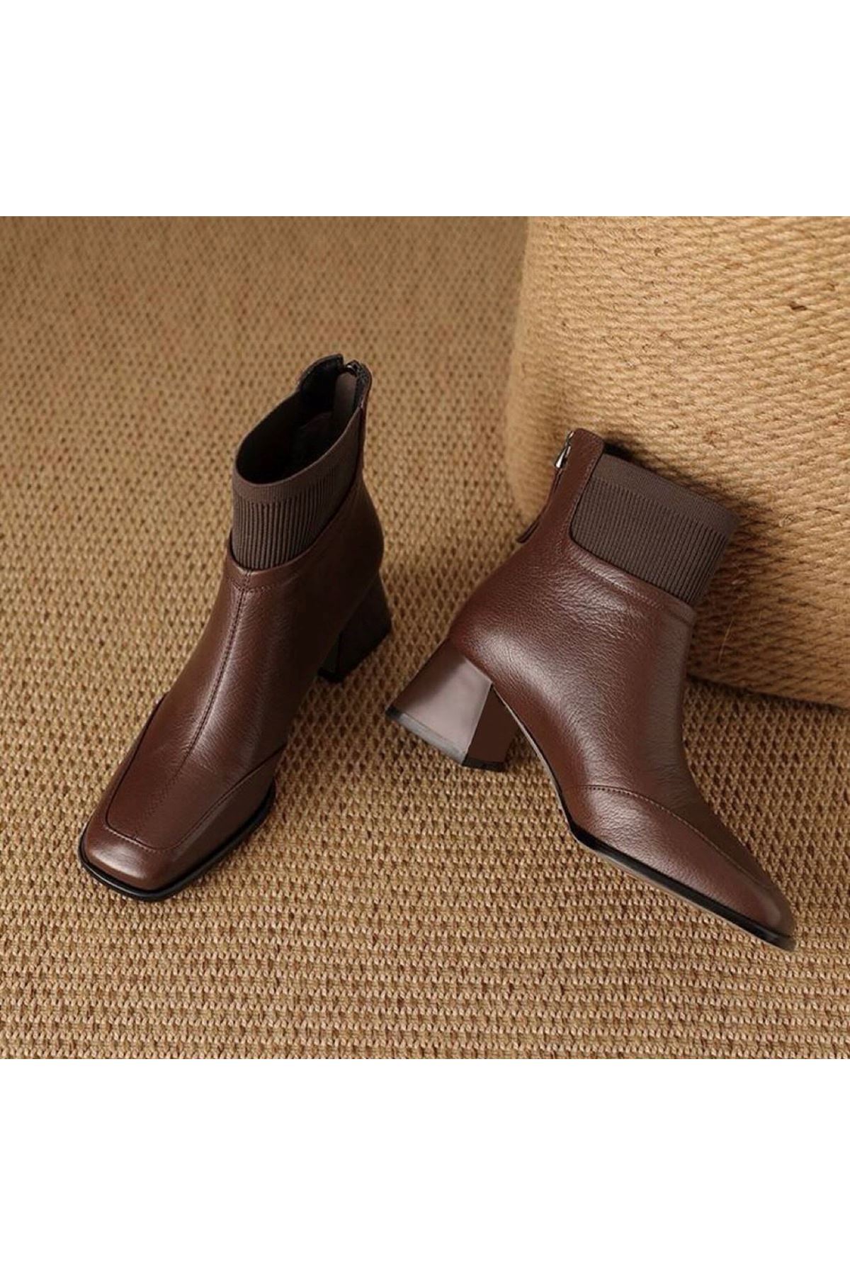 أحذية نسائية شتوية بوت قصيرة كعب  