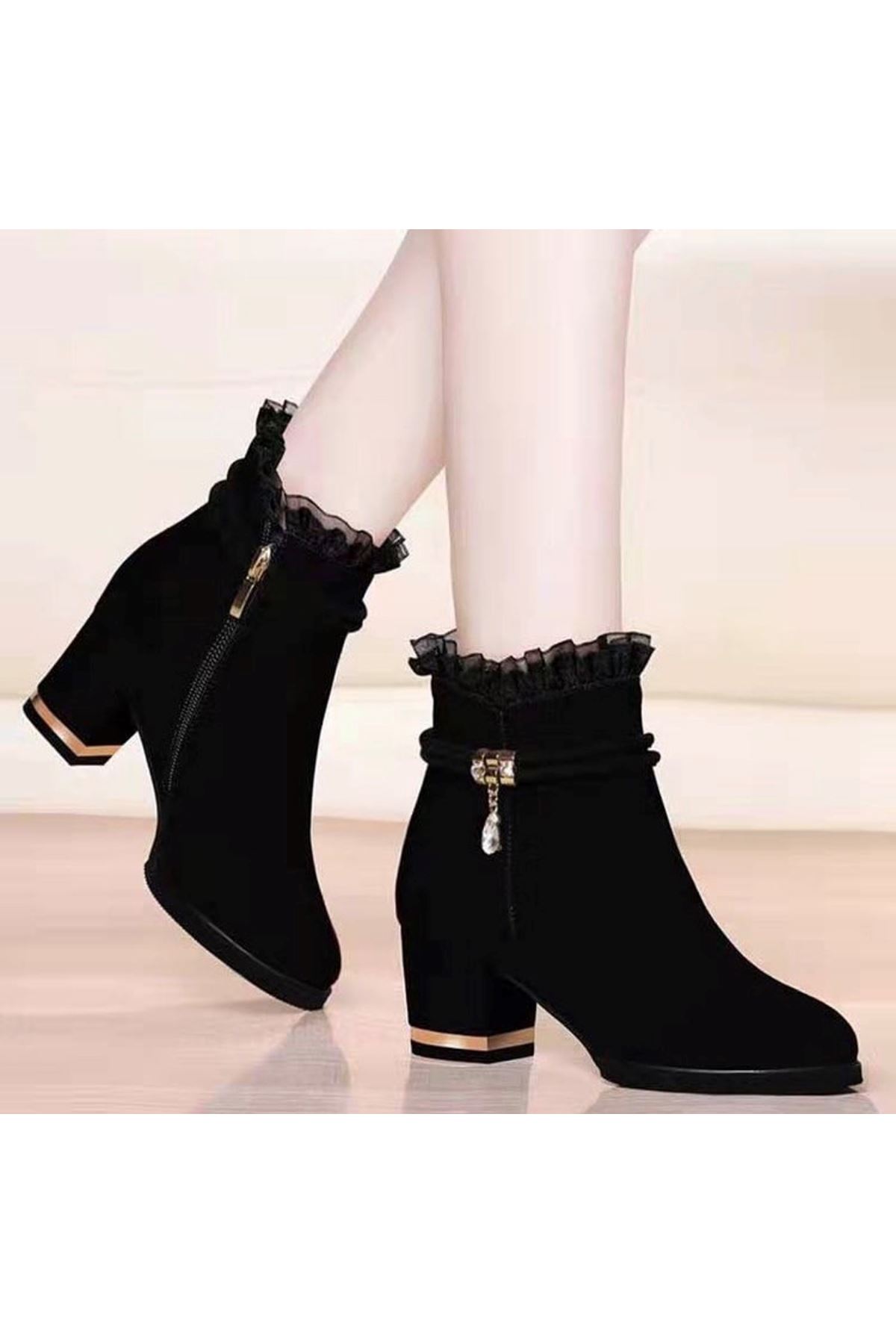 أحذية نسائية شتوية بوت قصيرة كعب   