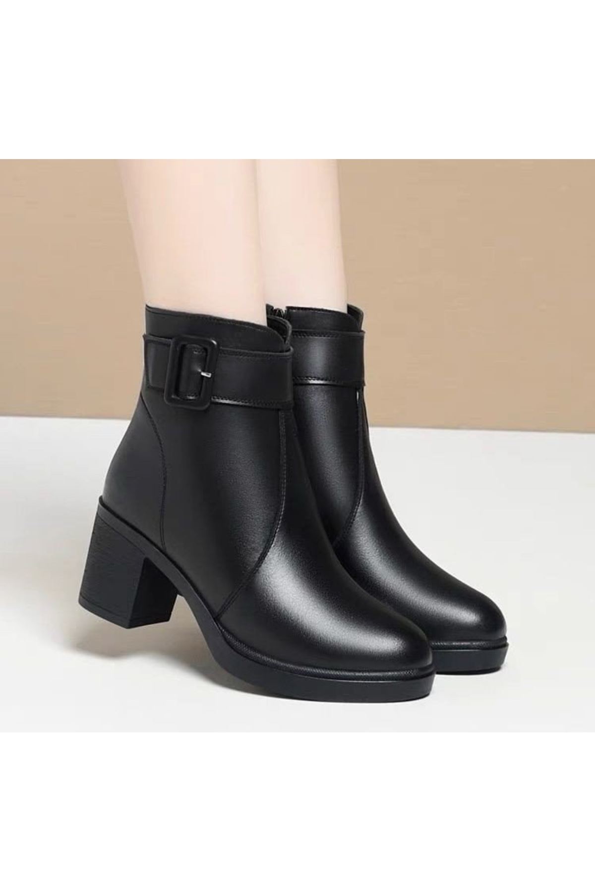 احذية نسائية شتوية بوت قصير كعب