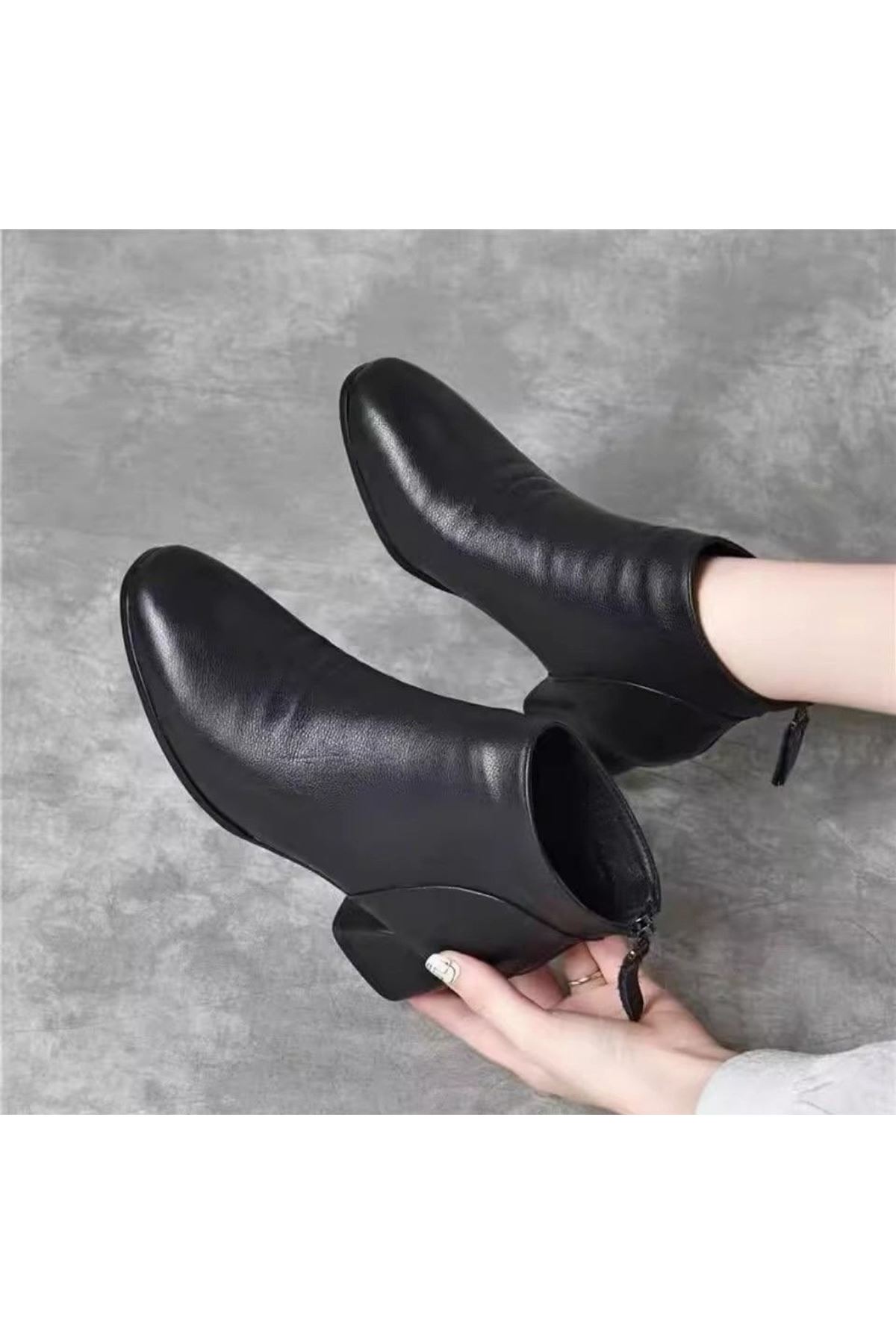 احذية نسائية شتوية بوت قصير كعب