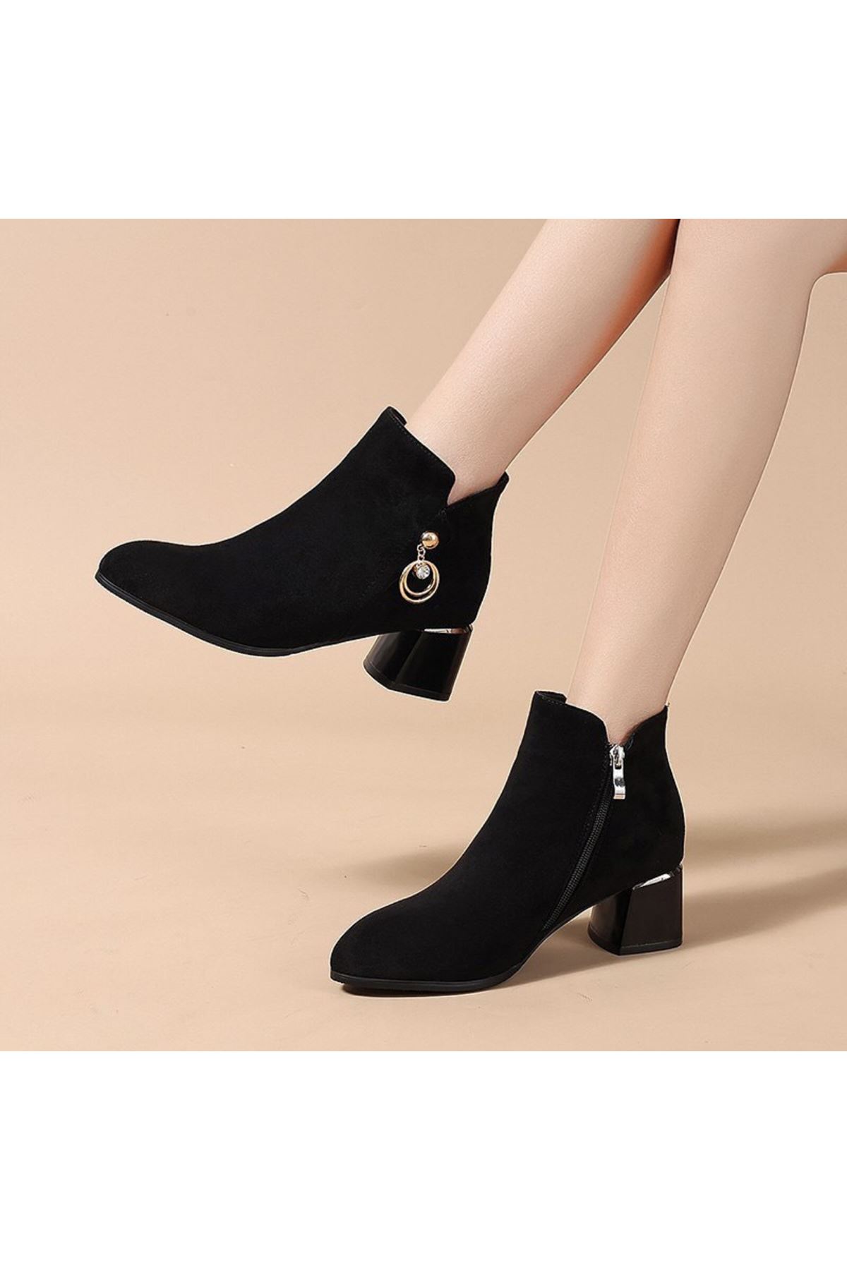 أحذية نسائية شتوية بوت قصير كعب