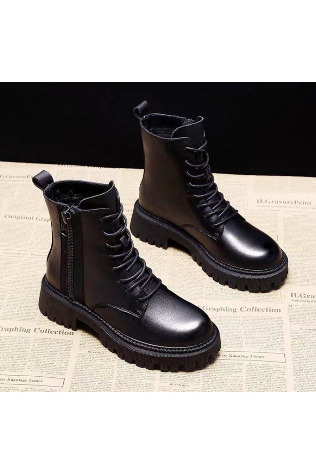 أحذية نسائية شتوية بوت قصيرة فلات 