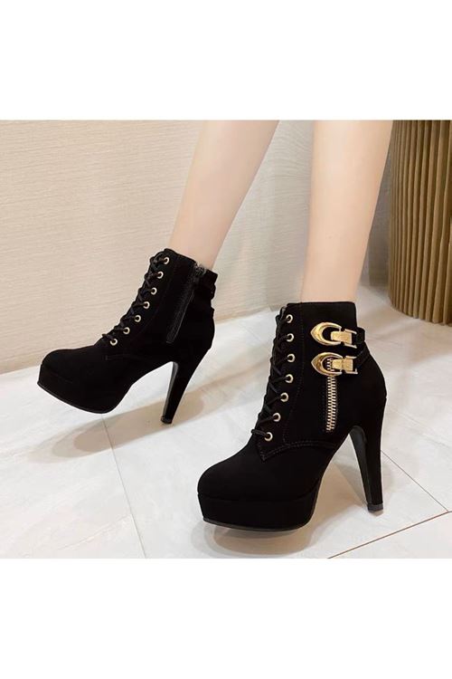 الأحذية النسائية الشتوية بوت قصير كعب  