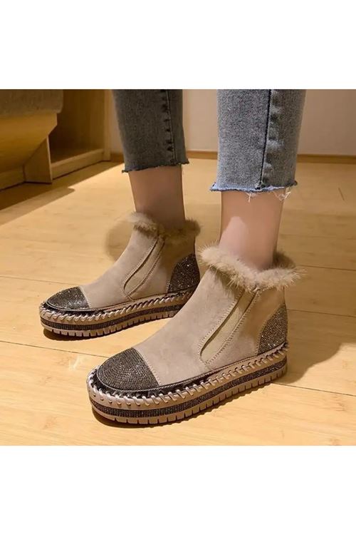 ‎الأحذية النسائية الشتوية بوت قصير فلات