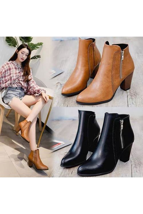 ‎الأحذية النسائية الشتوية بوت قصير كعب