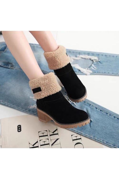 ‎الأحذية النسائية الشتوية بوت قصير كعب