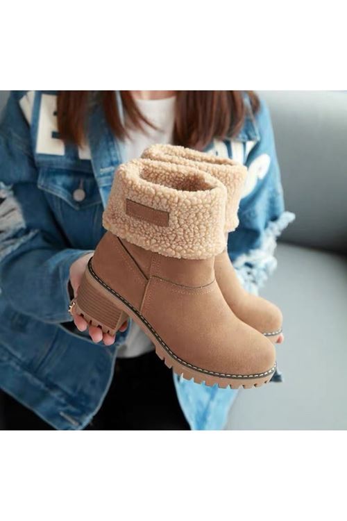‎الأحذية النسائية الشتوية بوت قصير كعب