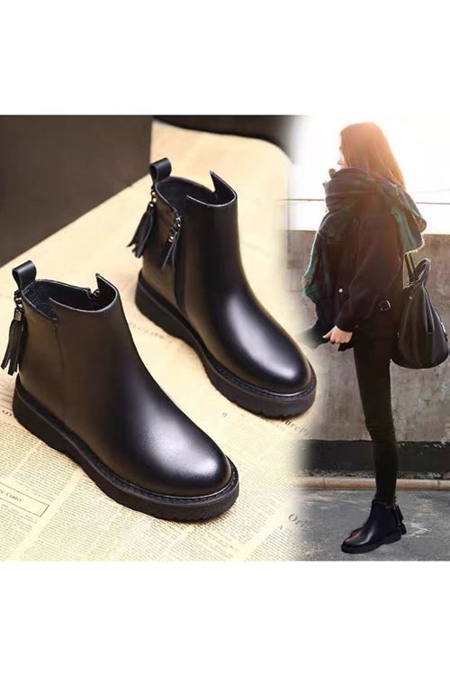 ‎الأحذية النسائية الشتوية بوت قصير فلات