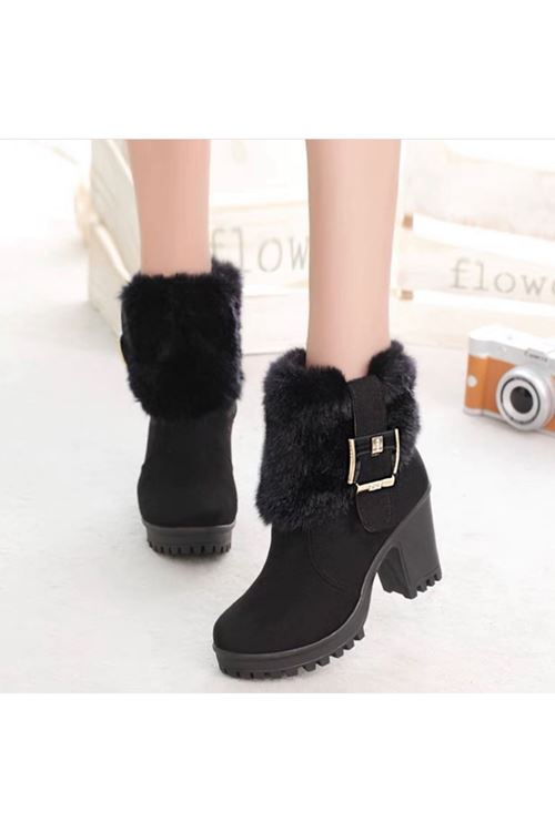 ‎الأحذية النسائية الشتوية بوت قصير كعب