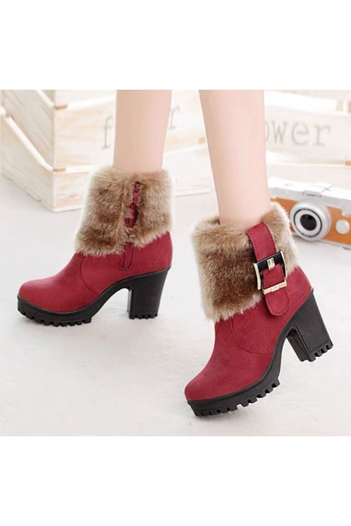 ‎الأحذية النسائية الشتوية بوت قصير كعب