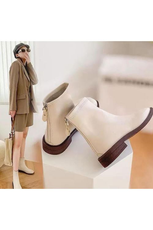 أحذية نسائية شتوية بوت قصير فلات