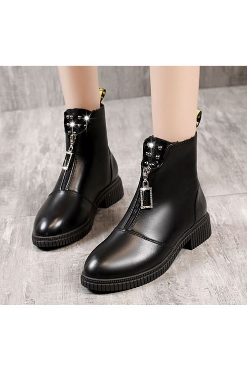 الأحذية النسائية الشتوية بوت قصير فلات	