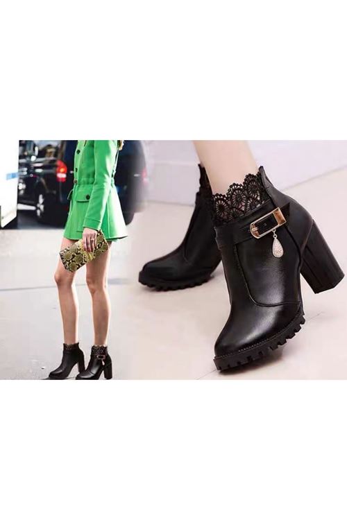 أحذية نسائية شتوية بوت قصير كعب