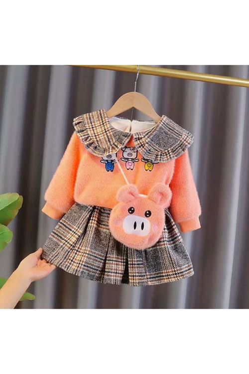 طفل بنت شتوية تنورة بلوز