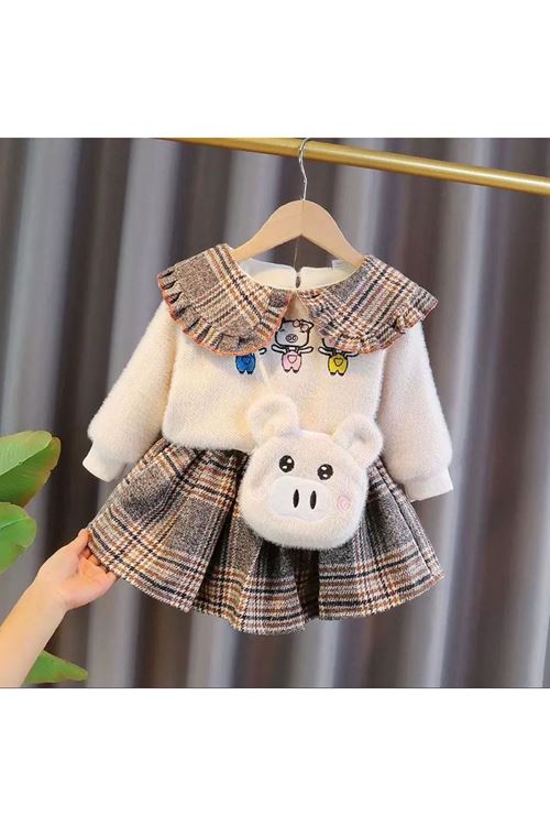 طفل بنت شتوية تنورة بلوز