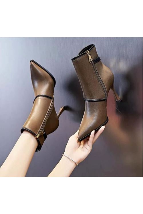 ‎الأحذية النسائية الشتوية بوت قصير كعب