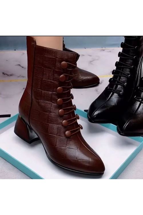 ‎الأحذية النسائية الشتوية بوت قصير كعب