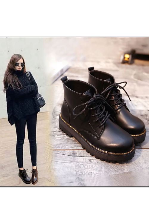 ‎الأحذية النسائية الشتوية بوت قصير فلات