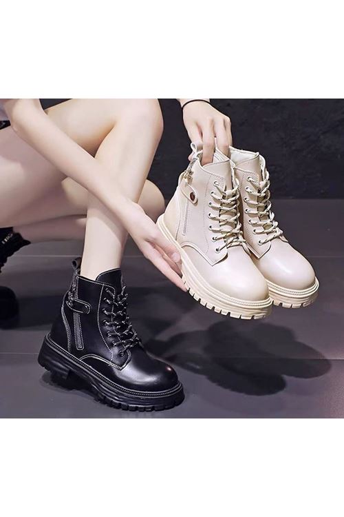 ‎الأحذية النسائية الشتوية بوت قصير فلات