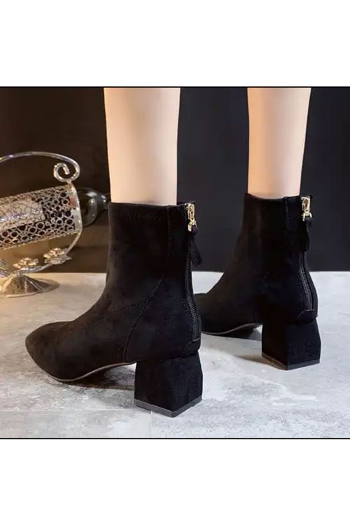 ‎الأحذية النسائية الشتوية بوت قصير كعب