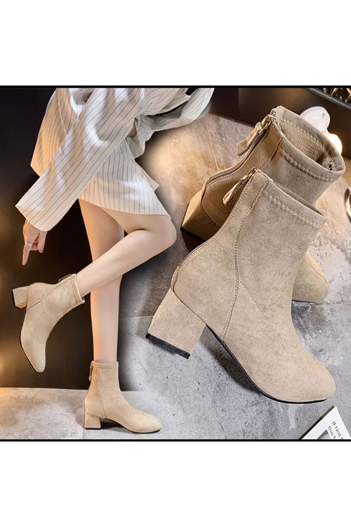 ‎الأحذية النسائية الشتوية بوت قصير كعب