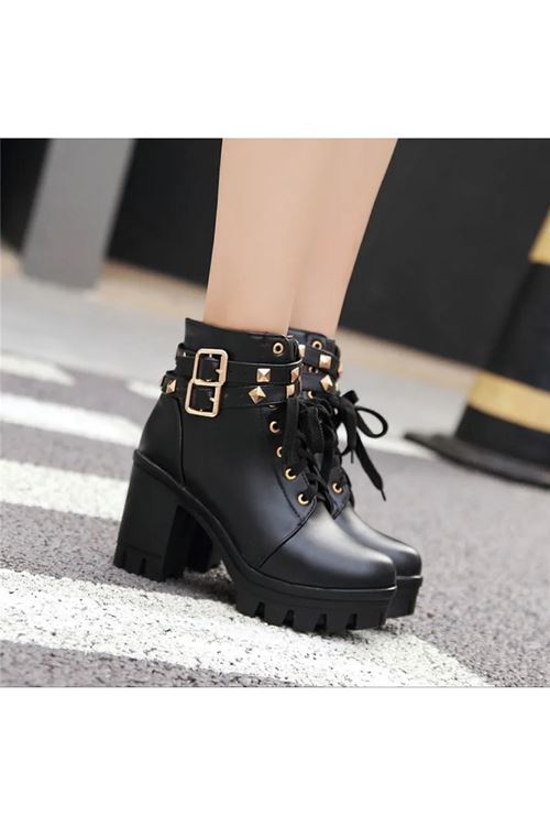 ‎الأحذية النسائية الشتوية بوت قصير كعب