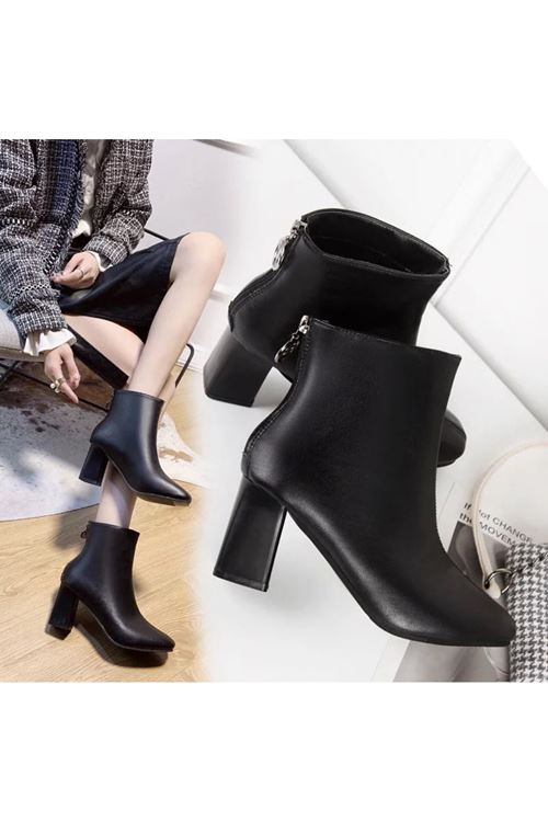 ‎الأحذية النسائية الشتوية بوت قصير كعب