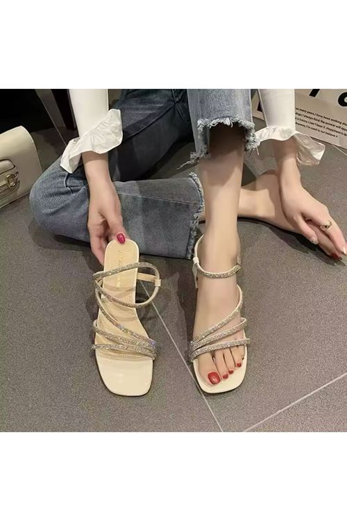 ‎الأحذية النسائية  الصيفية حذاء  كعب