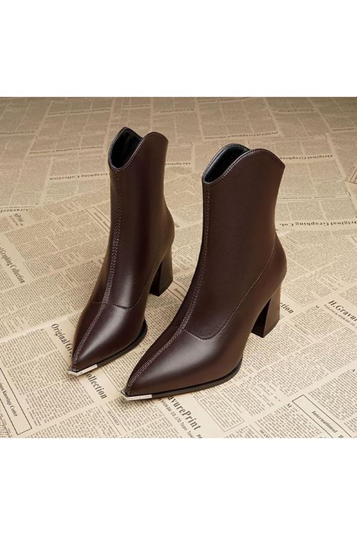 الأحذية النسائية الشتوية بوت قصير كعب  