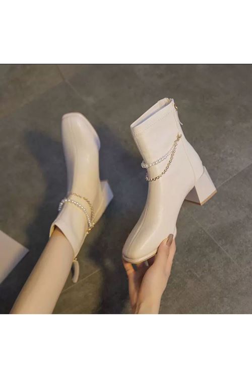 الأحذية النسائية الشتوية بوت قصير  كعب 